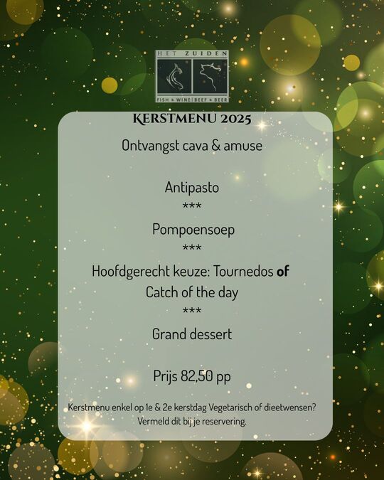 Kerstmenu Restaurant het Zuiden Utrecht